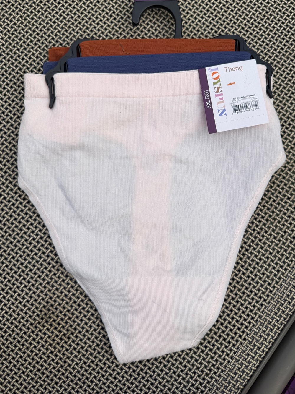 No Boundaries Womans Thong Set - Light Pink, Navy, Rust
